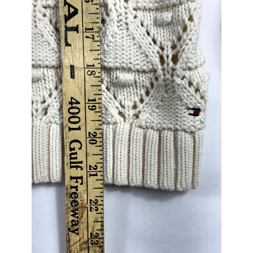 Tommy Hilfiger Women Cotton Ivory Crochet Bobble Knit Pullover Sweater Size S - Picture 7 of 9